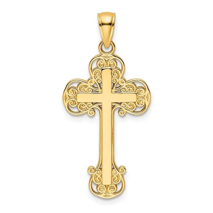 14k Yellow Gold Polished Fancy Cross Pendant Goldia Necklaces