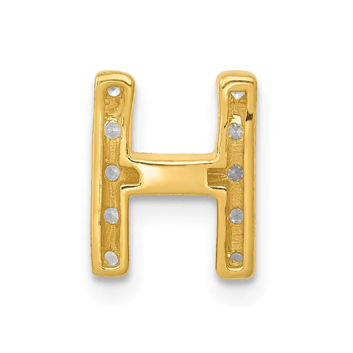 14K Yellow Gold Real Diamond Letter H Initial Charm Goldia Charm Necklaces