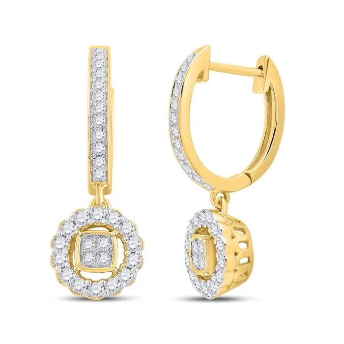 14k Yellow Gold Round Diamond Hoop Circle Dangle Earrings 12 Cttw gndatlanta Earrings 14k Yellow Gold Round Diamond Hoop Circle Dangle Earrings 12 Cttw gndatlanta Earrings