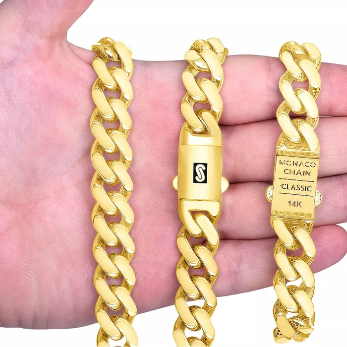 14k Yellow Gold Royal Monaco Miami Cuban Link 5mm Chain Pendant Necklace 18 Goldiacom Necklaces