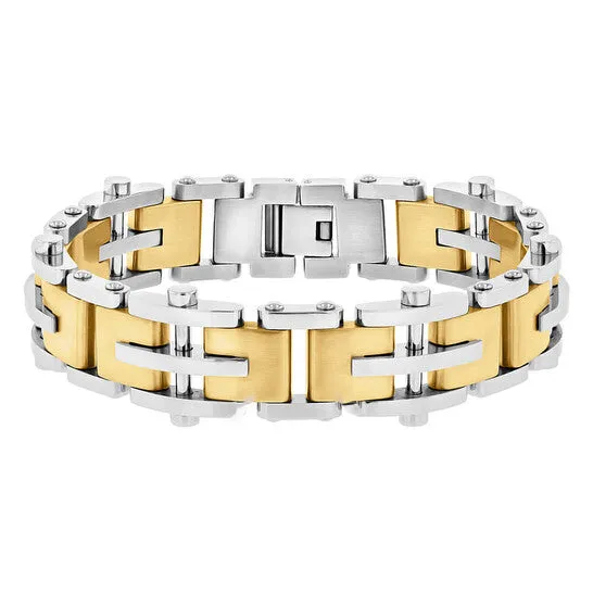 Bracelets JMS always Original Robert Alton Stainless Steel with Yellow Finish Dash Mens Link Bracelet Bracelets JMS always Original Robert Alton Stainless Steel with Yellow Finish Dash Mens Link Bracelet