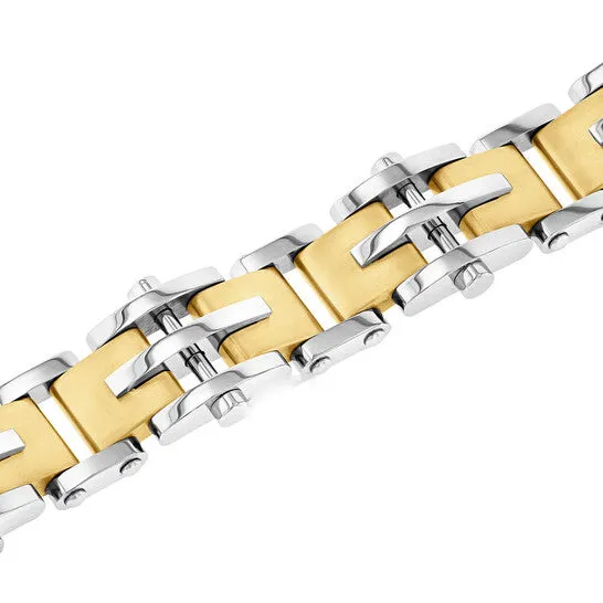 Bracelets JMS always Original Robert Alton Stainless Steel with Yellow Finish Dash Mens Link Bracelet Bracelets JMS always Original Robert Alton Stainless Steel with Yellow Finish Dash Mens Link Bracelet