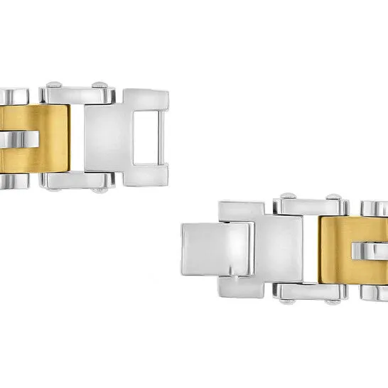 Bracelets JMS always Original Robert Alton Stainless Steel with Yellow Finish Dash Mens Link Bracelet Bracelets JMS always Original Robert Alton Stainless Steel with Yellow Finish Dash Mens Link Bracelet