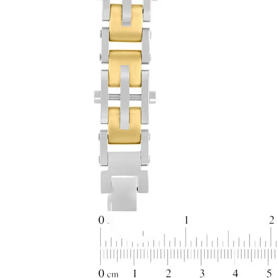 Bracelets JMS always Original Robert Alton Stainless Steel with Yellow Finish Dash Mens Link Bracelet Bracelets JMS always Original Robert Alton Stainless Steel with Yellow Finish Dash Mens Link Bracelet