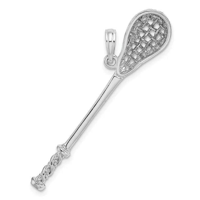 Charm Necklaces 14k White Gold 3D Lacrosse Stick Charm Goldia