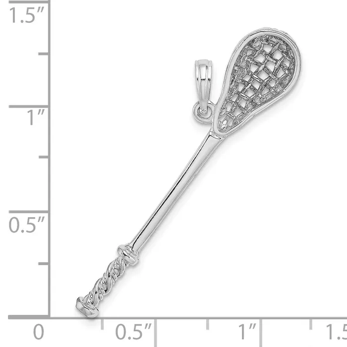 Charm Necklaces 14k White Gold 3D Lacrosse Stick Charm Goldia