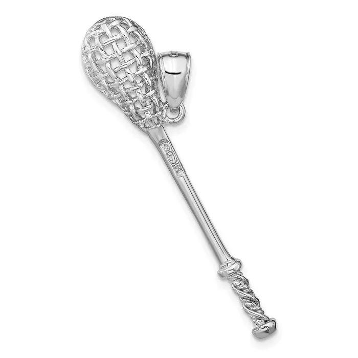 Charm Necklaces 14k White Gold 3D Lacrosse Stick Charm Goldia