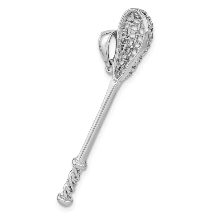 Charm Necklaces 14k White Gold 3D Lacrosse Stick Charm Goldia