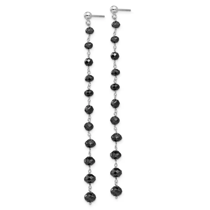 Earrings 14k White Gold Black Diamond Briolette Earring goldiaca