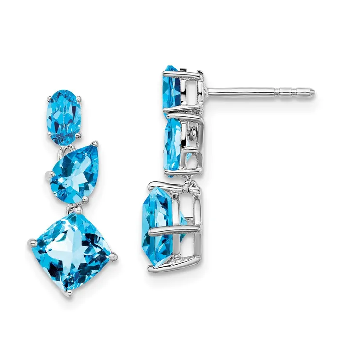 Earrings 14k White Gold Blue Topaz Dangle Earrings Goldia