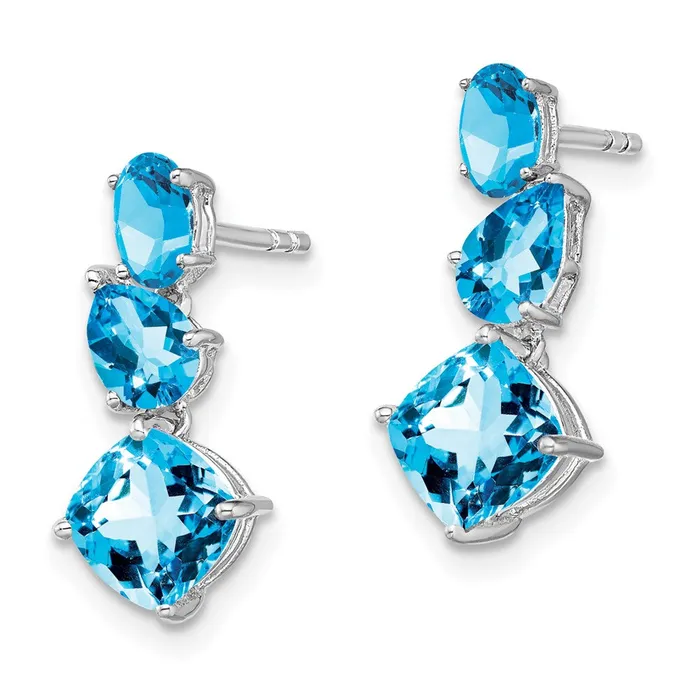 Earrings 14k White Gold Blue Topaz Dangle Earrings Goldia