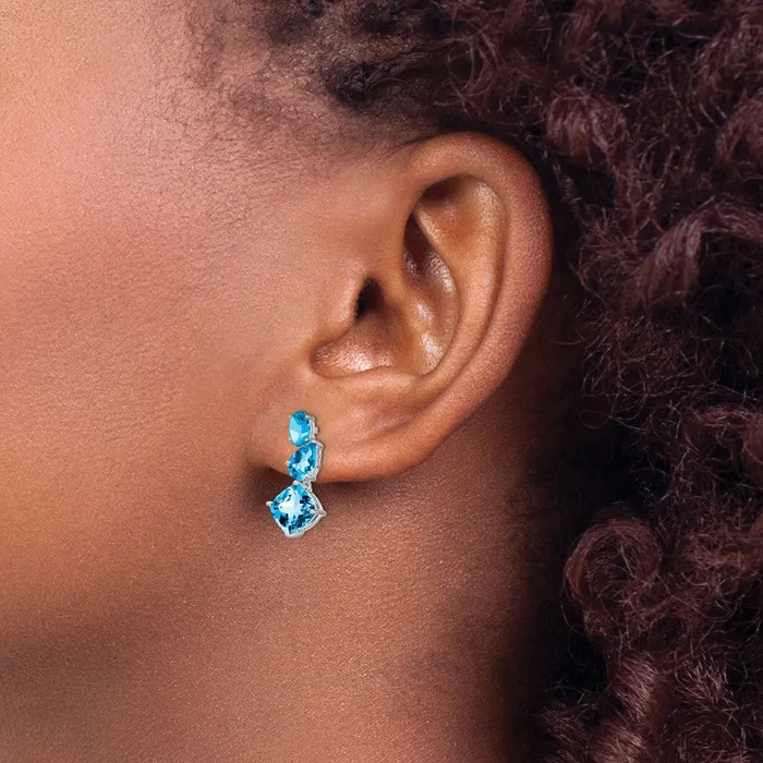 Earrings 14k White Gold Blue Topaz Dangle Earrings Goldia