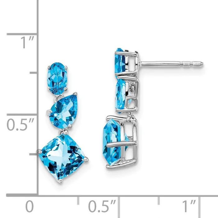 Earrings 14k White Gold Blue Topaz Dangle Earrings Goldia