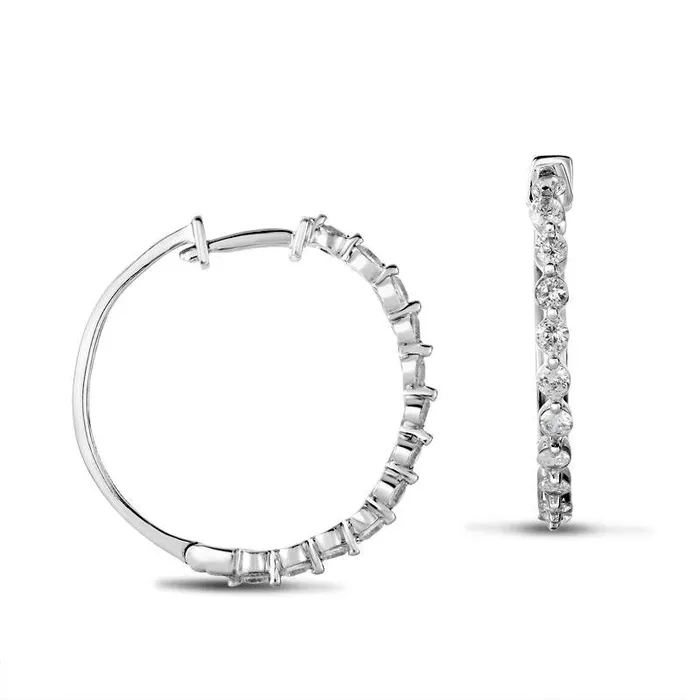Earrings Goldia 1 CT TW Diamond Hoop Earrings in 14K White Gold