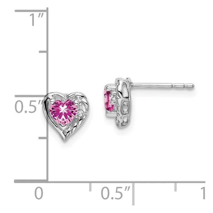 Earrings Goldia Solid 14k White Gold Created PinK Simulated Sapphire and CZ Heart Earrings Earrings Goldia Solid 14k White Gold Created PinK Simulated Sapphire and CZ Heart Earrings