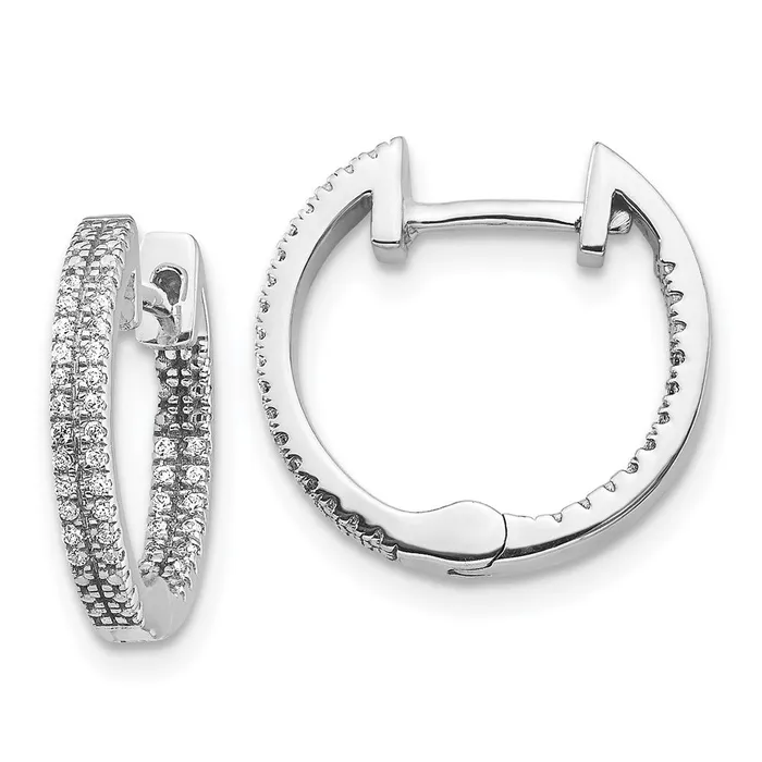 Earrings Goldia Solid 14k White Gold InOut Simulated CZ Hinged Hoop Earrings Earrings Goldia Solid 14k White Gold InOut Simulated CZ Hinged Hoop Earrings