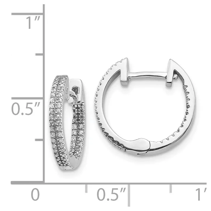 Earrings Goldia Solid 14k White Gold InOut Simulated CZ Hinged Hoop Earrings