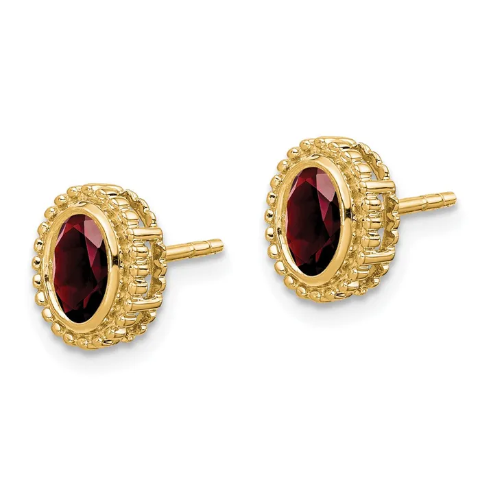 Earrings Goldia Solid 14k Yellow Gold Oval Simulated Garnet Post Earrings Earrings Goldia Solid 14k Yellow Gold Oval Simulated Garnet Post Earrings