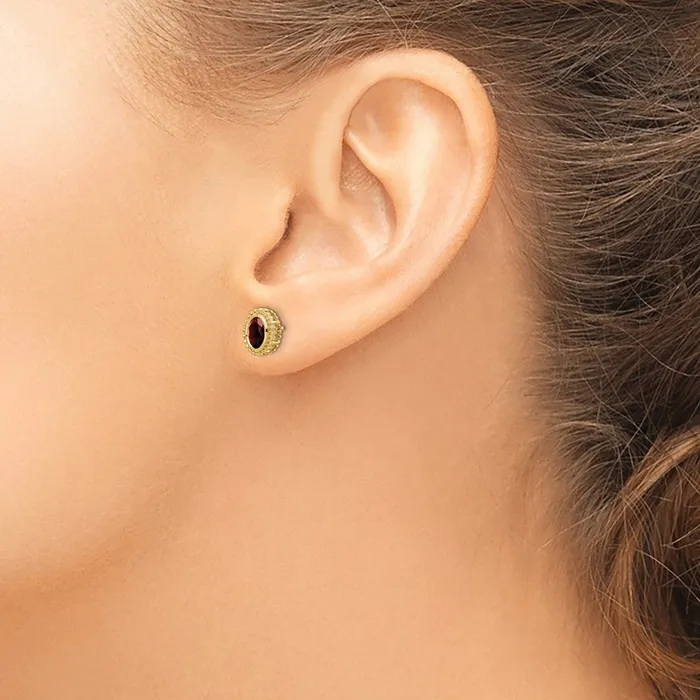 Earrings Goldia Solid 14k Yellow Gold Oval Simulated Garnet Post Earrings Earrings Goldia Solid 14k Yellow Gold Oval Simulated Garnet Post Earrings