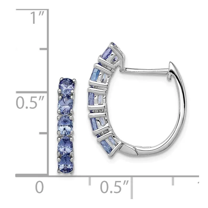 Earrings Goldia Sterling Silver Rhodiumplated Oval Tanzanite Hinged Hoop Earrings