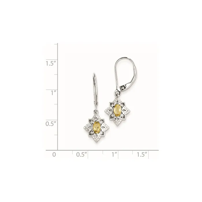 Earrings Goldia Sterling Silver Whiskey Quartz Diamond Earrings
