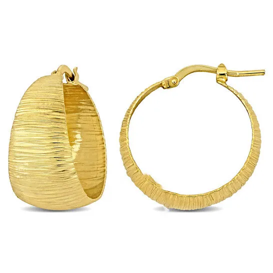 Earrings JMS always Original AMOUR 23mm Textured Hoop Earrings In Yellow Plated Sterling Silver Earrings JMS always Original AMOUR 23mm Textured Hoop Earrings In Yellow Plated Sterling Silver
