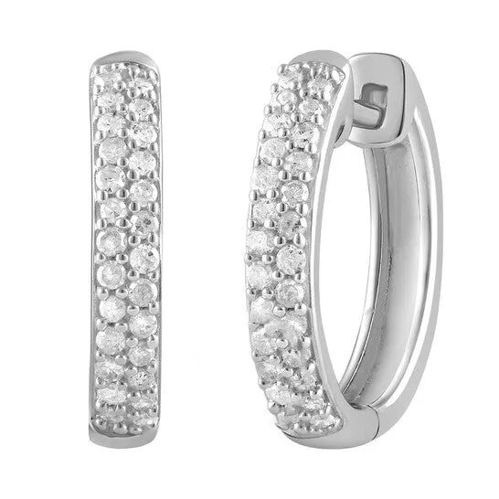 Earrings JMS always Original DiamondMuse 025 Carat Diamond Hoop Earrings in Sterling Silver for Women Earrings JMS always Original DiamondMuse 025 Carat Diamond Hoop Earrings in Sterling Silver for Women