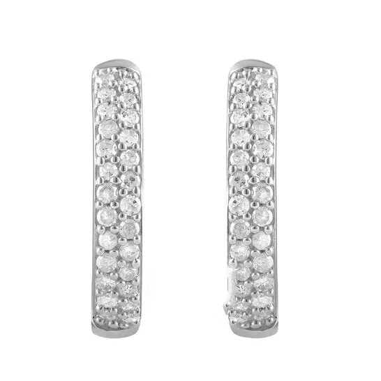 Earrings JMS always Original DiamondMuse 025 Carat Diamond Hoop Earrings in Sterling Silver for Women Earrings JMS always Original DiamondMuse 025 Carat Diamond Hoop Earrings in Sterling Silver for Women