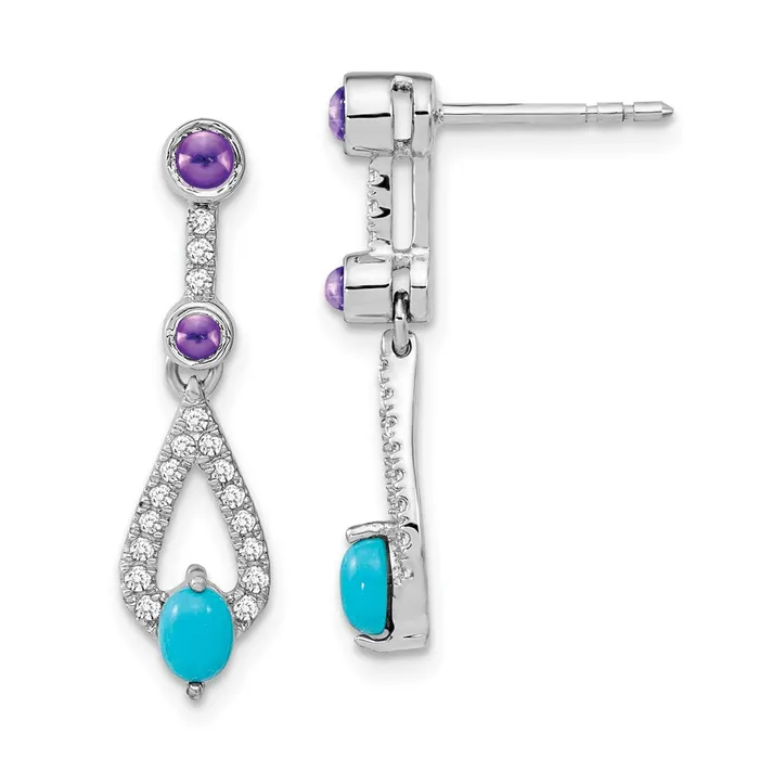 Earrings Solid 14k White Gold Simulated Turquoise SimulatedSimulated Amethyst Topaz Dangle Earrings Goldia Earrings Solid 14k White Gold Simulated Turquoise SimulatedSimulated Amethyst Topaz Dangle Earrings Goldia