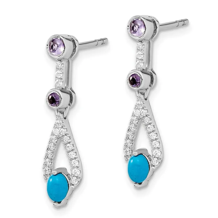 Earrings Solid 14k White Gold Simulated Turquoise SimulatedSimulated Amethyst Topaz Dangle Earrings Goldia Earrings Solid 14k White Gold Simulated Turquoise SimulatedSimulated Amethyst Topaz Dangle Earrings Goldia