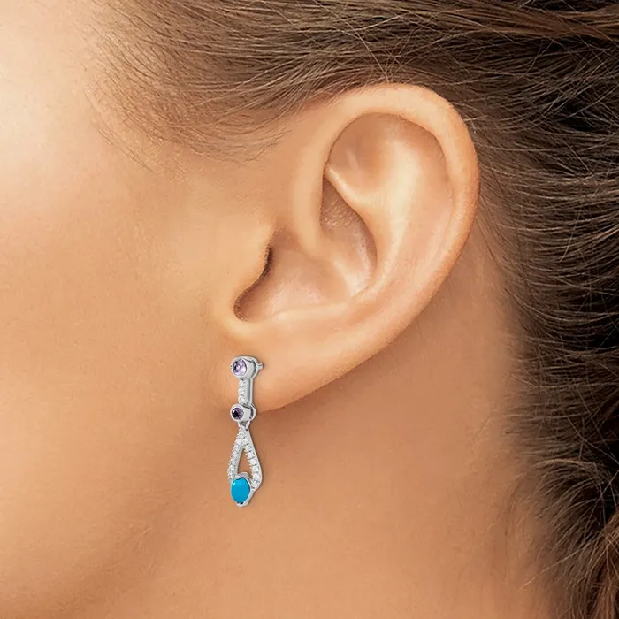 Earrings Solid 14k White Gold Simulated Turquoise SimulatedSimulated Amethyst Topaz Dangle Earrings Goldia Earrings Solid 14k White Gold Simulated Turquoise SimulatedSimulated Amethyst Topaz Dangle Earrings Goldia