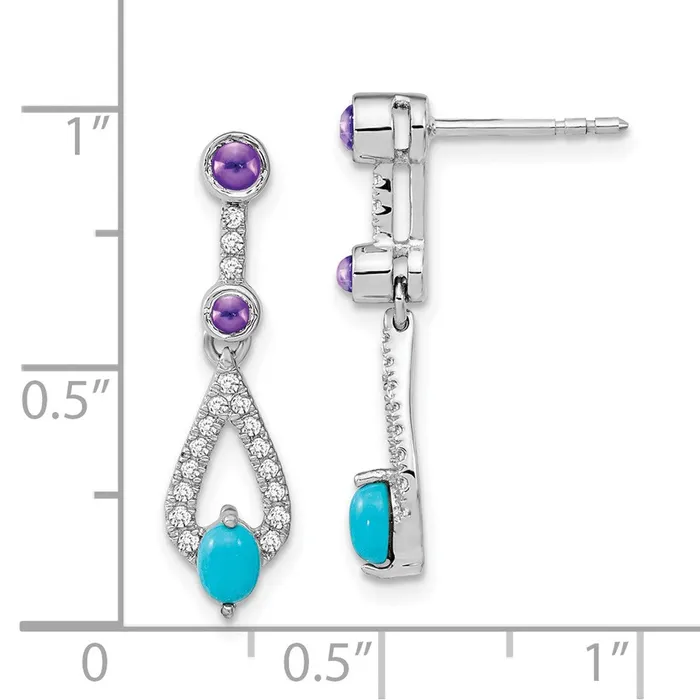 Earrings Solid 14k White Gold Simulated Turquoise SimulatedSimulated Amethyst Topaz Dangle Earrings Goldia Earrings Solid 14k White Gold Simulated Turquoise SimulatedSimulated Amethyst Topaz Dangle Earrings Goldia