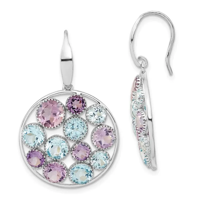 Earrings Sterling Silver Rhodiumplated Blue Topaz u0026 Amethyst Circle Dangle Earrings Goldia Earrings Sterling Silver Rhodiumplated Blue Topaz u0026 Amethyst Circle Dangle Earrings Goldia