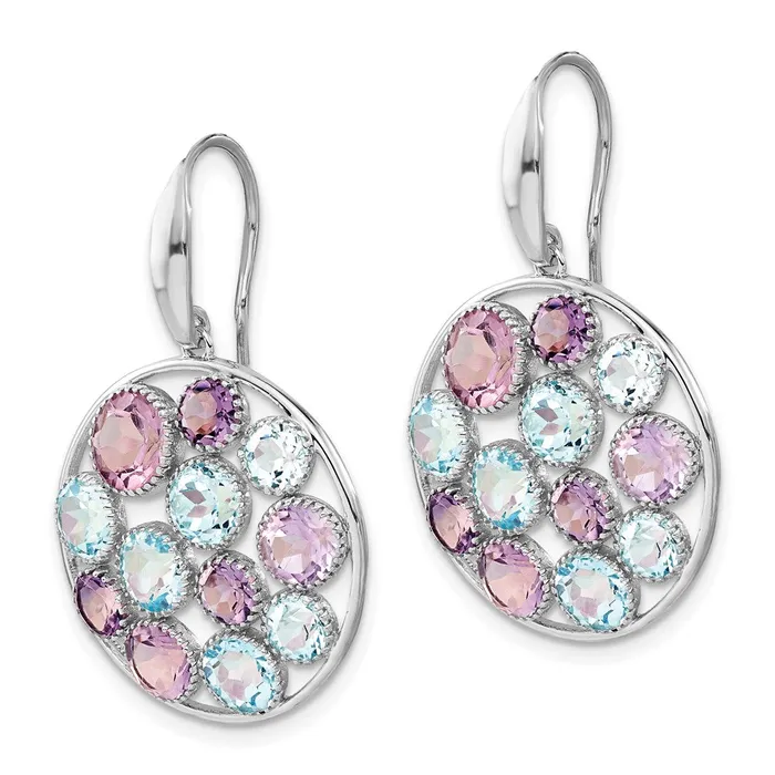 Earrings Sterling Silver Rhodiumplated Blue Topaz u0026 Amethyst Circle Dangle Earrings Goldia