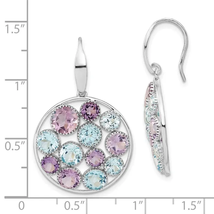 Earrings Sterling Silver Rhodiumplated Blue Topaz u0026 Amethyst Circle Dangle Earrings Goldia