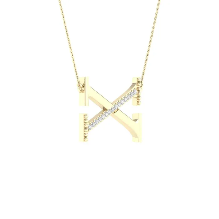 gndatlanta 10k Yellow Gold Round Diamond Initial X Letter Necklace 120 Cttw Necklaces