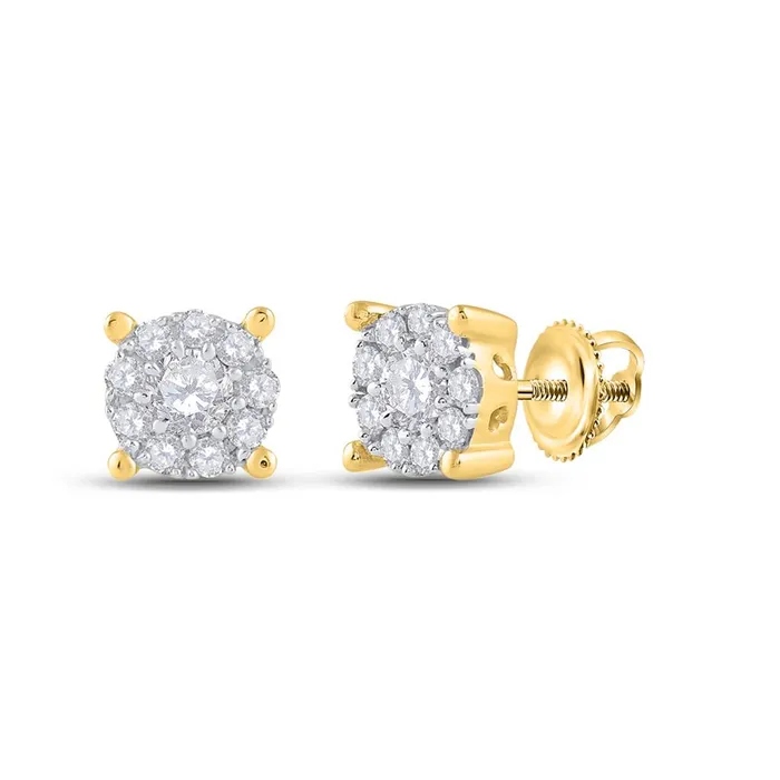 gndatlanta 14k Yellow Gold Round Diamond Cluster Earrings 13 Cttw Earrings gndatlanta 14k Yellow Gold Round Diamond Cluster Earrings 13 Cttw Earrings