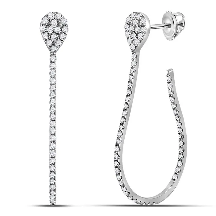 gndatlanta Earrings 14k White Gold Round Diamond Fashion Teardrop Hoop Earrings 34 Ctw gndatlanta Earrings 14k White Gold Round Diamond Fashion Teardrop Hoop Earrings 34 Ctw