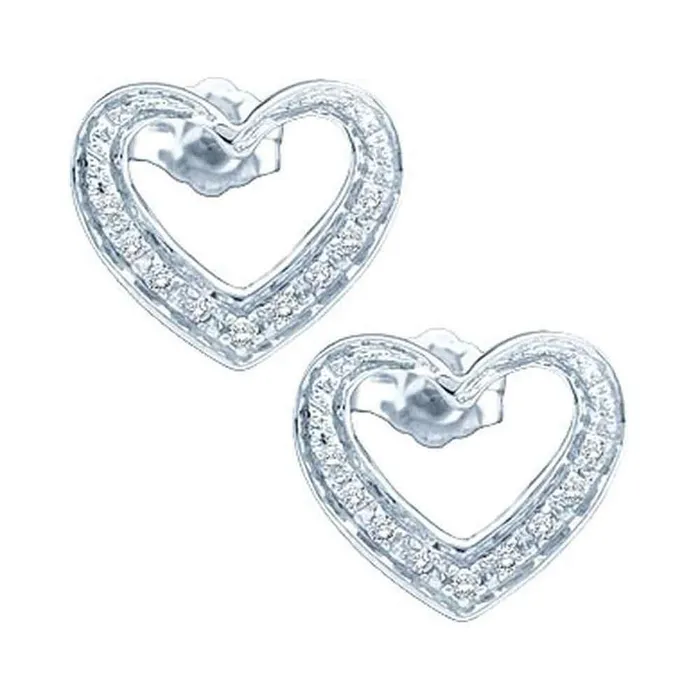 gndatlanta Earrings 14k White Gold Round Diamond Heart Cluster Earrings 18 Cttw gndatlanta Earrings 14k White Gold Round Diamond Heart Cluster Earrings 18 Cttw
