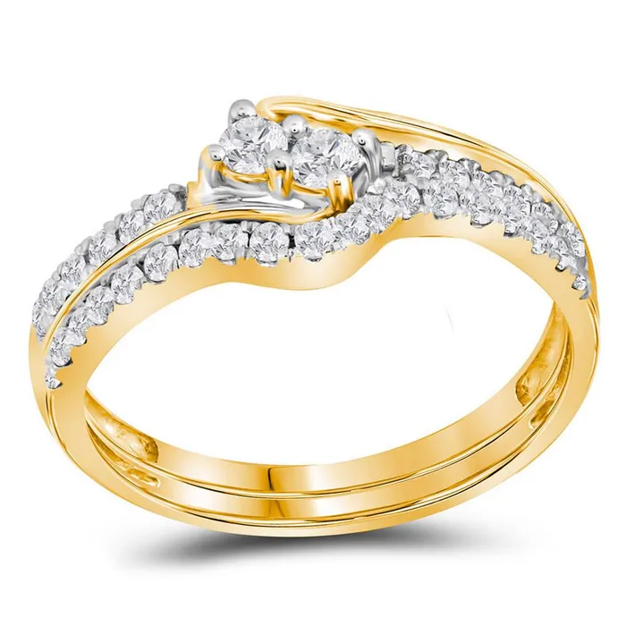 gndatlanta Rings 10k Yellow Gold Diamond 2stone Hearts Together Bridal Wedding Ring Set 12 Cttw gndatlanta Rings 10k Yellow Gold Diamond 2stone Hearts Together Bridal Wedding Ring Set 12 Cttw