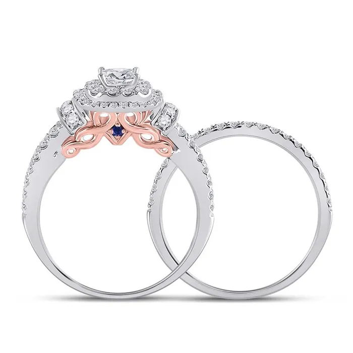gndatlanta Rings 14k Twotone Gold Round Diamond Bridal Wedding Ring Set 113 Cttw Certified