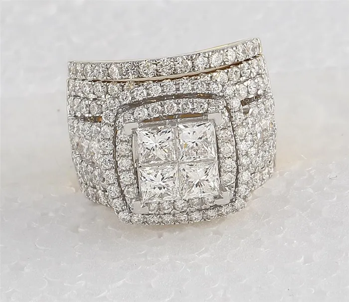 gndatlanta Rings 14k Yellow Gold Princess Diamond Bridal Wedding Ring Set 412 Cttw