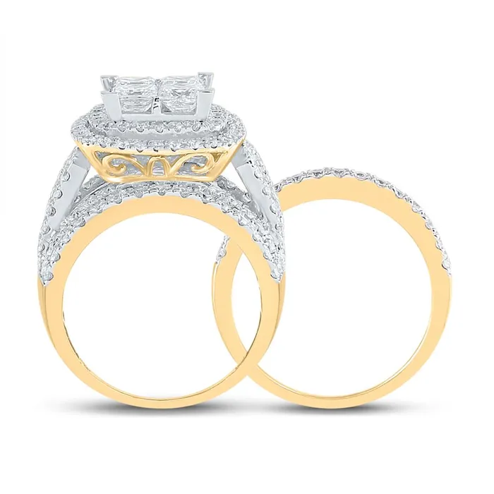 gndatlanta Rings 14k Yellow Gold Princess Diamond Bridal Wedding Ring Set 412 Cttw