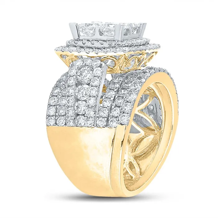 gndatlanta Rings 14k Yellow Gold Princess Diamond Bridal Wedding Ring Set 412 Cttw