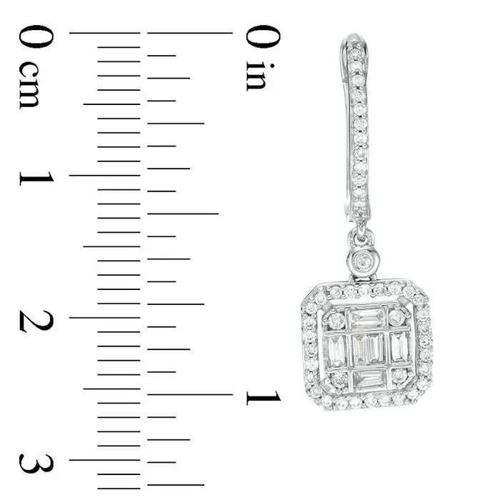 Goldia 063 CT TW Diamond Cushion Frame Drop Earrings in 10K White Gold Earrings Goldia 063 CT TW Diamond Cushion Frame Drop Earrings in 10K White Gold Earrings
