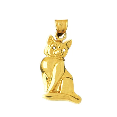 Goldia 14K Gold 22MM Cat Pendant Necklaces