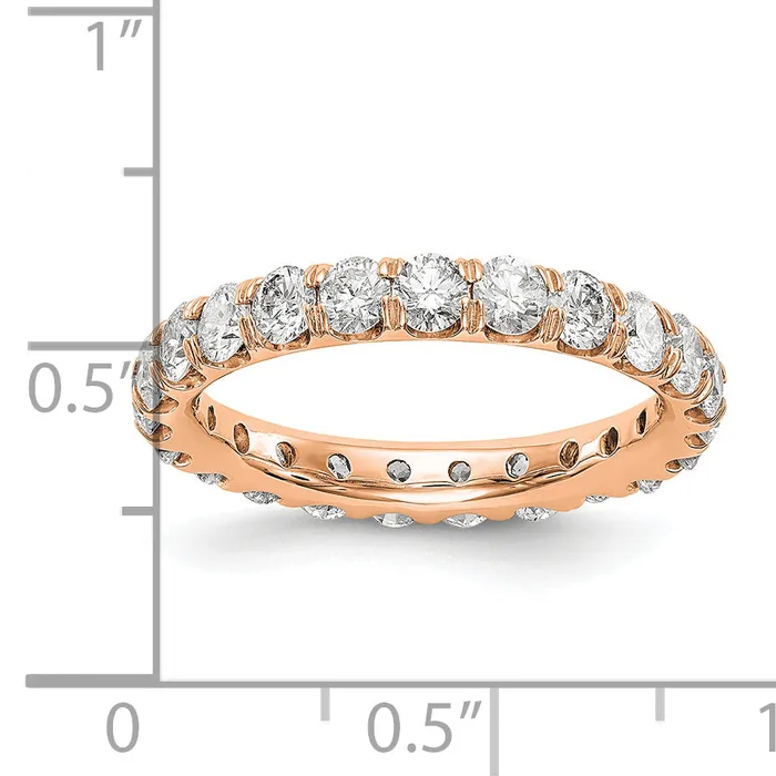 Goldia 14k Rose Gold 3 Ct Lab Grown Diamond VSSI G Shared Prong Eternity Band Ring Rings