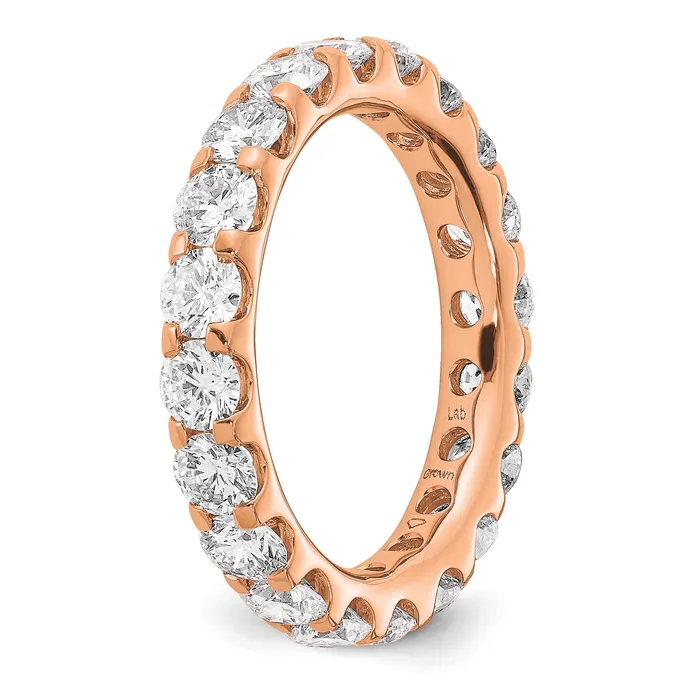 Goldia 14k Rose Gold 3 Ct Lab Grown Diamond VSSI G Shared Prong Eternity Band Ring Rings