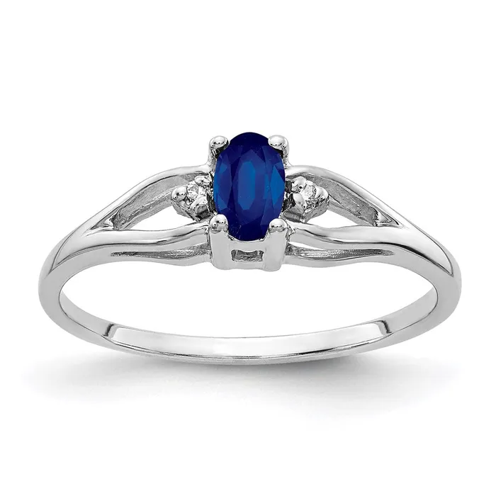 Goldia 14k White Gold 5x3mm Oval Sapphire A Real Diamond ring Rings