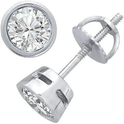 Goldia 14k White Gold BezelSet Diamond Stud Earrings Earrings